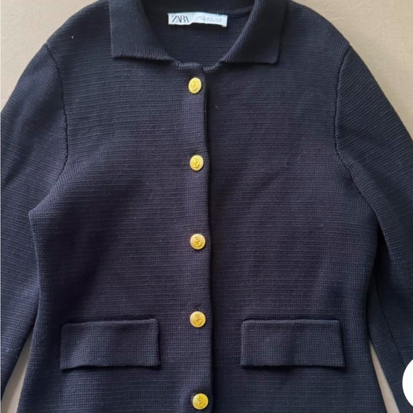 Zara Indigo/Navy Blue Sweater Jacket Size XL - Picture 4 of 4